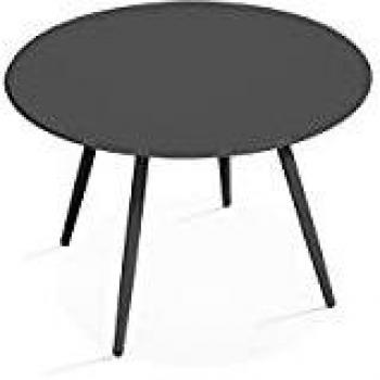 Tavolino da esterno rotondo in metallo grigio antracite, 40 cm