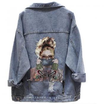 Veste en denim femme avec détails en perles