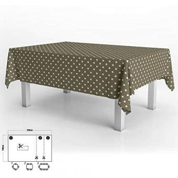 Nappe Rectangulaire à Pois Beige Imperméable 140x250 cm
