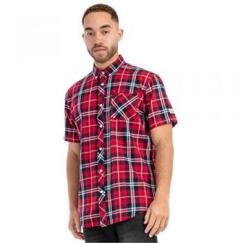 Camicia a Maniche Corte Lonsdale Brixworth Uomo Rosso/Blu Navy XL