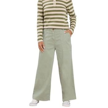 Pale Green M&Co Cargo Trousers for Women – Petite Midrise, Wide Leg, Size 16