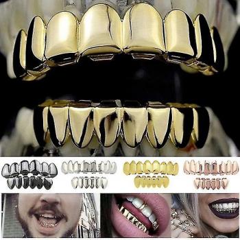 Grillz de Dientes Hip Hop Superior e Inferior en Plata 1 pieza