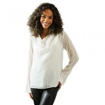 Stripes & Cowl Neck Women's Blouse
