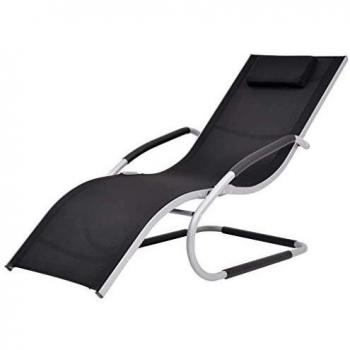Día y Noche Tumbona con cojín de aluminio y Textilene negra