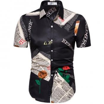Ropa de Calle Masculina: Camisa Blanca Floral Rosa