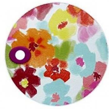 KitchenCraft 'Bright Floral' Toughened Glass Worktop Saver, 24 cm