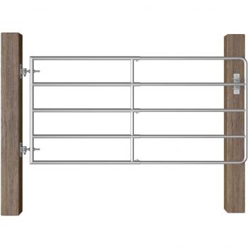 Portillon 5 barres acier argenté (95-170)x90 cm