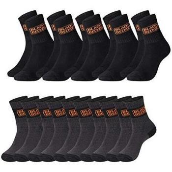 Black+Decker Herren Socken – Heavy Fabric Crew 5×Schwarz + 5