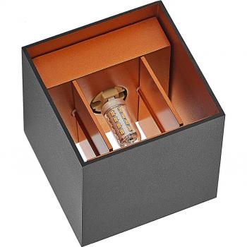 Zuzana Wandstrahler, eckig, 9,7 cm, Stecker, Schwarz