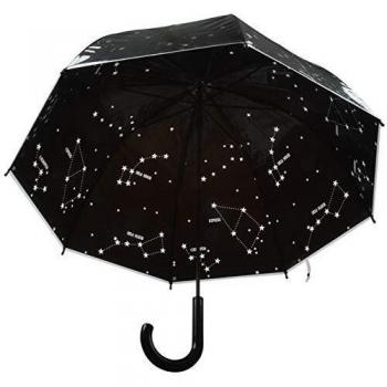 Parapluie transparent noir avec étoiles
