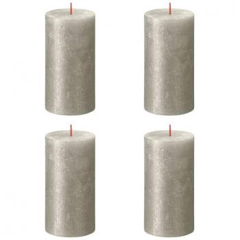Bolsius velas pilar rústicas shimmer 4 unidades 130x68 mm color champán