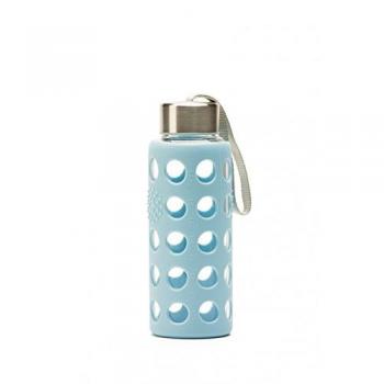 BOTELLITA DE VIDRIO DE BOROSILICATO 300ML AZUL