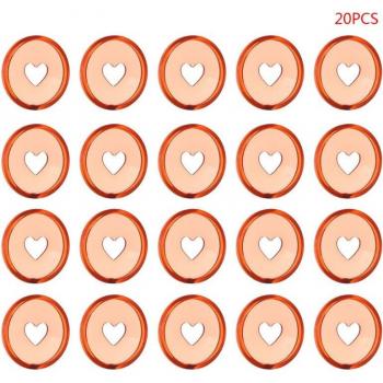 20pcs 35mm Clear Plastic Heart Binder Rings with Mushroom Hole for Loose Leaf Notebook Binding