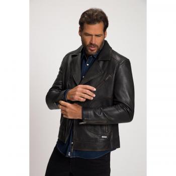 Giacca Vintage Biker in Vera Nappa d'Agnello per Uomo, Marrone, Taglia L, Cuoio/Cotone, JP1880