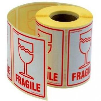 Fragile Package Labels 108x79mm 500 Labels Roll