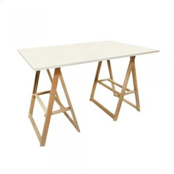 Wellhome mobiliario & decoración kit tapa con caballetes en madera haya, 140x60x75 cm, color natural