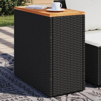 Mesa Auxiliar Jardín “Sombra Negra” – Madera con Rattan Sintético 58×27,5×55 cm
