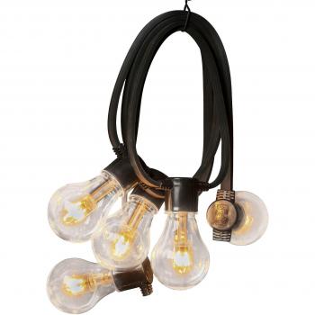 KONSTSMIDE LED‑Biergartenkette – 10 bernsteinfarbene Lichter, Timer, Fernbedienung
