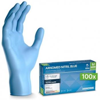 ARNOMED Nitril Blue Einmalhandschuhe Größe M – 100‑Stück-Pack – puderfrei, blau