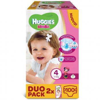 Confezione da 100 pannolini Huggies per bimba, taglia 4 (7-18 kg) confezioni separate