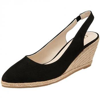 Espadrilles compensées Sling Back Lotus Noir UK 8