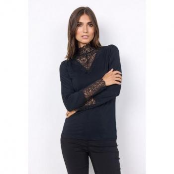 Spitzenshirt SC-MARICA 20 für Damen, Größe XS, Schwarz