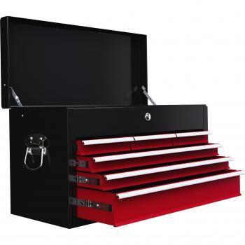 HOMCOM Werkzeugkiste 6 Schubladen, Schloss, Stahl, Rot/Schwarz, 60x26x34cm