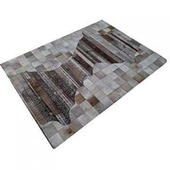 Tapis Moderne 120x170 cm Rectangulaire Beige Salon Cousu à la Main