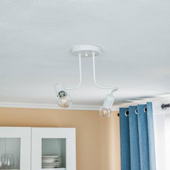 Contemporary White 2-Bulb Semi Flush Ceiling Light