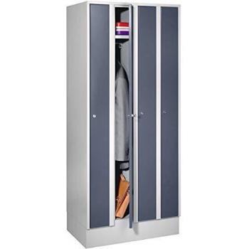 Armoire verrouillable Wolf, 4 compartiments, armoire largeur 800 mm, couleur gris bleu RAL 7031