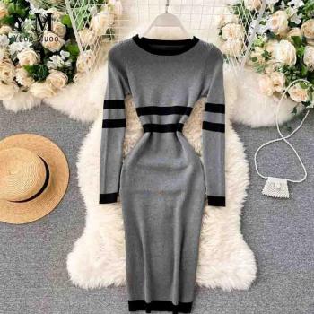 Robe Pull Extensible à Rayures pour Dames