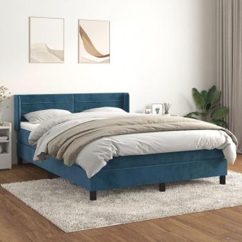 VidaXL Boxspringbett 140x200 cm Dunkelblau Samt