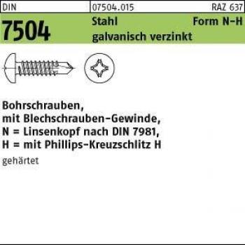 Bohrschraube mit Linsenkopf N 2,9 x 13 -H galvanisch verzinkt 1000 Stück
