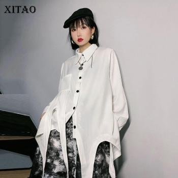 XITAO Modische Frauenbluse mit asymmetrischem Schnitt