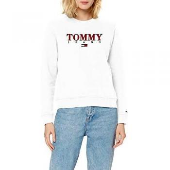 Tommy Hilfiger Tjw Sudadera Logo Esencial, Color Blanco, Talla 32 Mujer