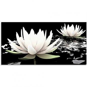 Glasbild ARTLAND Zwei Lotusblumen auf dem Wasser, schwarz, B:100cm H:50cm, Bilder, in verschiedenen Größen