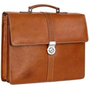 Leonhard Heyden Bergamo 40 cm Brown Leather Briefcase for Laptop