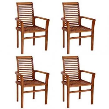 Solid Teak Stacking Dining Chairs Set of 4