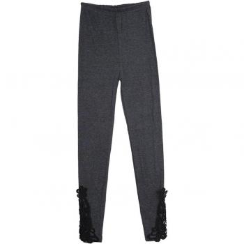 Pantalones de Algodón Liso y Encajado