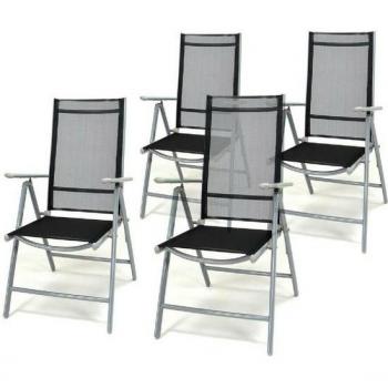 VCM 4er Klappsessel Set Schwarz Aluminium verstellbar