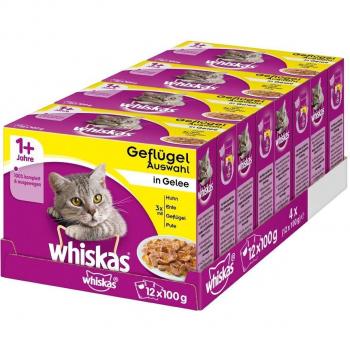 Whiskas Nassfutter 1+ Katzenfutter mit Geflügelauswahl in Gelee – 120x85g