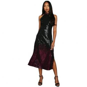 Debenhams Size 18 Pink Ombre Sequin Midi Dress