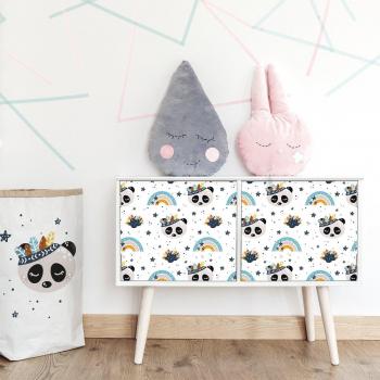 Vinilo Infantil Panda y Tribu 60x90