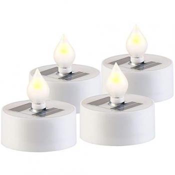4 bougies à LED plates avec chargeur solaire et capteur de luminosité