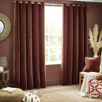 Yard Heavy Chenille Woven Velvet Eyelet Curtain
