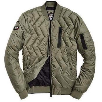 Bomber verde Superdry para hombre, tamaño Large, diseño Zig Zag
