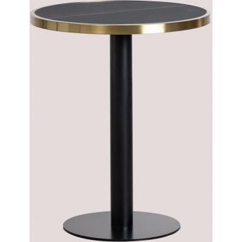 Table De Bar Amaretto Ronde Grès Noir 60 cm