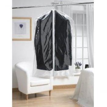 H & L Russel Ltd PEVA Soft Touch Garment Bag, Clear with White Trim, Set of 2