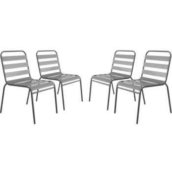 Lot de 4 chaises empilables en métal pour jardin Bilbao