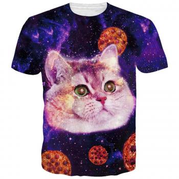 Interstellar Fun Nebula Pizza Cat T‑Shirt